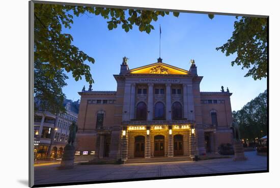 National Theatre Illuminated at Dusk, Oslo, Norway, Scandinavia, Europe-Doug Pearson-Mounted Photographic Print