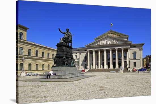 National Theatre Munich on Max-Joseph-Platz Square, Munich, Upper Bavaria, Bavaria, Germany, Europe-Hans-Peter Merten-Stretched Canvas