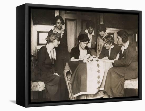 National Woman's Party's Alice Paul Sews a Star on Ratification Flag, Ca. 1919-null-Framed Stretched Canvas