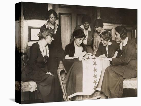 National Woman's Party's Alice Paul Sews a Star on Ratification Flag, Ca. 1919-null-Stretched Canvas