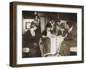 National Woman's Party's Alice Paul Sews a Star on Ratification Flag, Ca. 1919-null-Framed Photo