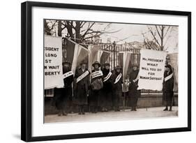 National Women's Party College Women Protest in Front of the White House in 1918-null-Framed Photo