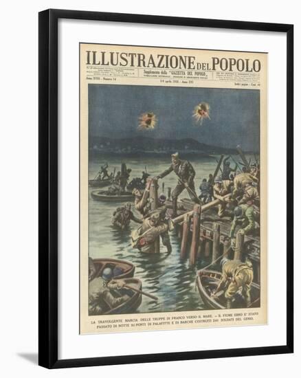 Nationalists Cross the River Ebro at Night as They Advance to the Sea-null-Framed Art Print