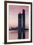 Nations Tower at dawn, Abu Dhabi, UAE-null-Framed Photographic Print