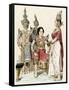 Native Actors and Actresses in Traditional Costume, Siam, 1800s-null-Framed Stretched Canvas