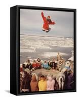Native Alaskans Playing a Game of Nulukatuk, in Which Individals are Tossed into the Air-Ralph Crane-Framed Stretched Canvas