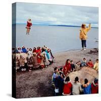 Native Alaskans Playing a Game of Nulukatuk, in Which Individals are Tossed into the Air-Ralph Crane-Stretched Canvas