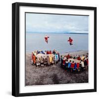 Native Alaskans Playing a Game of Nulukatuk, in Which Individals are Tossed into the Air-Ralph Crane-Framed Photographic Print