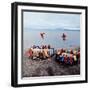 Native Alaskans Playing a Game of Nulukatuk, in Which Individals are Tossed into the Air-Ralph Crane-Framed Photographic Print