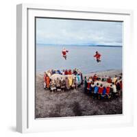 Native Alaskans Playing a Game of Nulukatuk, in Which Individals are Tossed into the Air-Ralph Crane-Framed Photographic Print