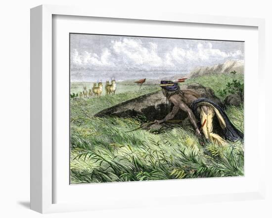 Native American Bow-Hunting Pronghorn Antelope on the Great Plains-null-Framed Giclee Print