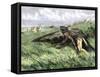 Native American Bow-Hunting Pronghorn Antelope on the Great Plains-null-Framed Stretched Canvas