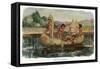 Native American Children in a Canoe-Lantern Press-Framed Stretched Canvas