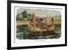 Native American Children in a Canoe-Lantern Press-Framed Premium Giclee Print