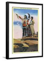 Native American Couple on Rocks-Lantern Press-Framed Art Print