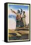 Native American Couple on Rocks-Lantern Press-Framed Stretched Canvas