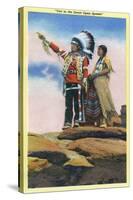 Native American Couple on Rocks-Lantern Press-Stretched Canvas