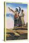 Native American Couple on Rocks-Lantern Press-Stretched Canvas