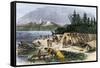 Native American Encampment on the Shore of Puget Sound, Washington-null-Framed Stretched Canvas