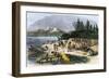 Native American Encampment on the Shore of Puget Sound, Washington-null-Framed Giclee Print