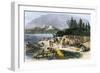 Native American Encampment on the Shore of Puget Sound, Washington-null-Framed Giclee Print