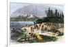 Native American Encampment on the Shore of Puget Sound, Washington-null-Framed Giclee Print