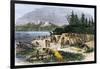 Native American Encampment on the Shore of Puget Sound, Washington-null-Framed Giclee Print
