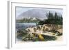 Native American Encampment on the Shore of Puget Sound, Washington-null-Framed Giclee Print