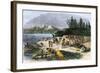 Native American Encampment on the Shore of Puget Sound, Washington-null-Framed Giclee Print