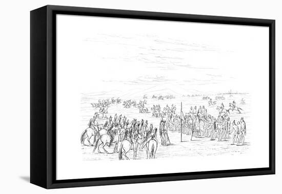 Native American Horse Race, 1841-Myers and Co-Framed Stretched Canvas