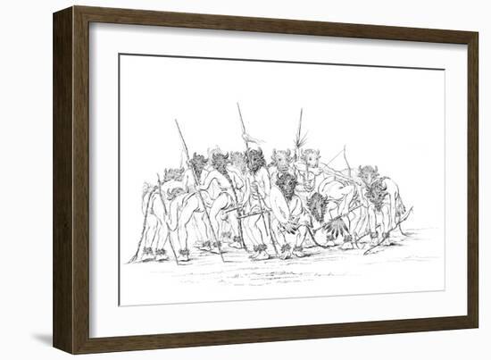 Native American Hunters Dancing Wearing Buffalo Masks, 1841-Myers and Co-Framed Giclee Print
