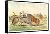 Native American Hunting Buffalo on Horseback-George Catlin-Framed Stretched Canvas