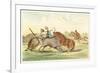 Native American Hunting Buffalo on Horseback-George Catlin-Framed Premium Giclee Print