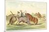 Native American Hunting Buffalo on Horseback-George Catlin-Mounted Premium Giclee Print