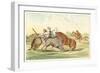 Native American Hunting Buffalo on Horseback-George Catlin-Framed Art Print