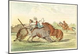 Native American Hunting Buffalo on Horseback-George Catlin-Mounted Art Print