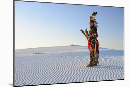 Native American in Full Regalia, White Sands National Monument, New Mexico, Usa Mr-Christian Heeb-Mounted Photographic Print