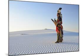 Native American in Full Regalia, White Sands National Monument, New Mexico, Usa Mr-Christian Heeb-Mounted Photographic Print
