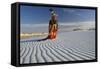 Native American in Full Regalia, White Sands National Monument, New Mexico, USA Mr-Alex Heeb-Framed Stretched Canvas