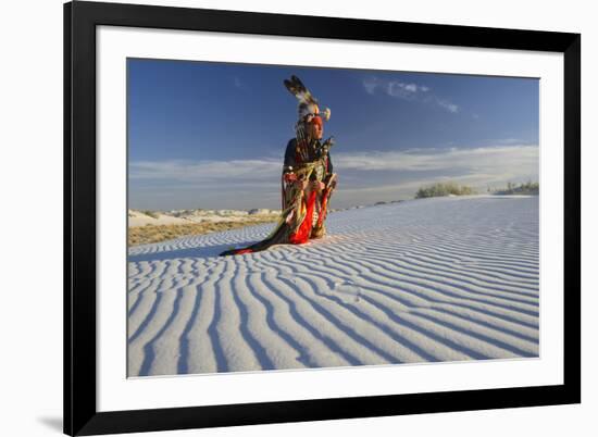 Native American in Full Regalia, White Sands National Monument, New Mexico, USA Mr-Alex Heeb-Framed Photographic Print