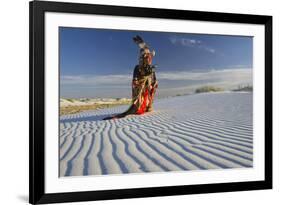 Native American in Full Regalia, White Sands National Monument, New Mexico, USA Mr-Alex Heeb-Framed Photographic Print