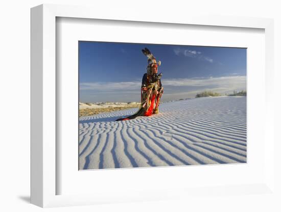 Native American in Full Regalia, White Sands National Monument, New Mexico, USA Mr-Alex Heeb-Framed Photographic Print