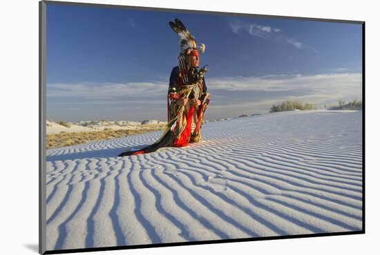 Native American in Full Regalia, White Sands National Monument, New Mexico, USA Mr-Alex Heeb-Mounted Photographic Print