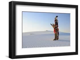 Native American in Full Regalia, White Sands National Monument, New Mexico, Usa Mr-Christian Heeb-Framed Photographic Print