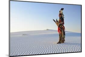 Native American in Full Regalia, White Sands National Monument, New Mexico, Usa Mr-Christian Heeb-Mounted Photographic Print