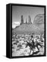 Native American Indian Boy Running His Horse Through Desert-Loomis Dean-Framed Stretched Canvas