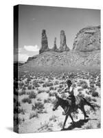 Native American Indian Boy Running His Horse Through Desert-Loomis Dean-Stretched Canvas