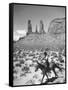 Native American Indian Boy Running His Horse Through Desert-Loomis Dean-Framed Stretched Canvas