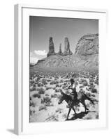 Native American Indian Boy Running His Horse Through Desert-Loomis Dean-Framed Photographic Print