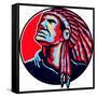 Native American Indian Chief Retro-patrimonio-Framed Stretched Canvas